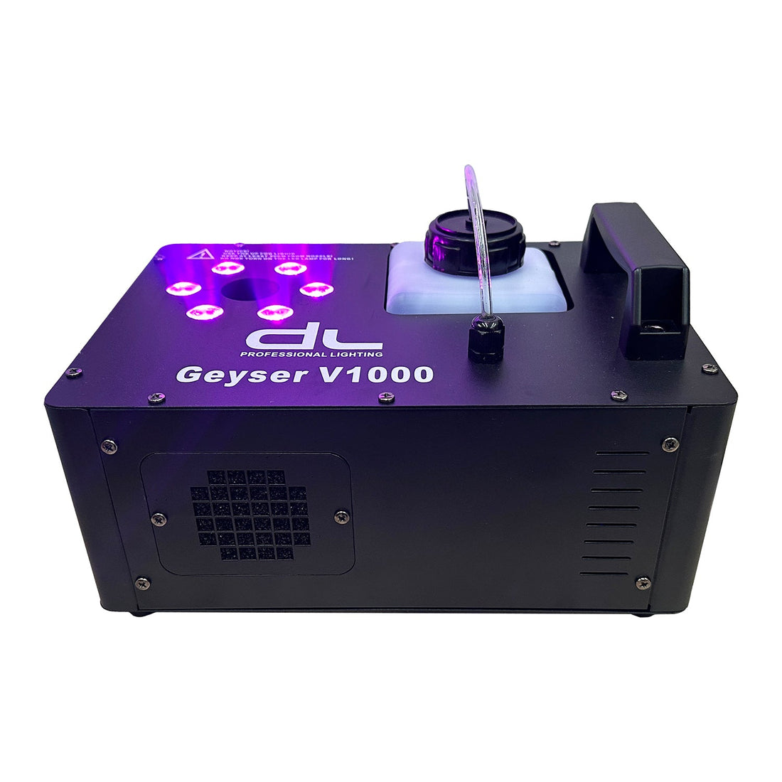 DL Geyser Vertical 1000W LED Fog Machine with Timer, DMX and Wireless Remote Control with 2L Liquid