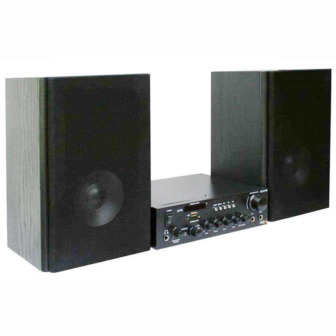 E-Lektron EL103401 EL-FB HiFi Bluetooth Amplifier with 2-Way Home Stereo Bookshelf Wooden Monitor Speakers Pair