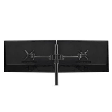 Atdec Dual Monitor Swing Arms Mount on Post. Up to 32", Max load: 8kg (flat), 5.5kg (curved), Bolt-Through and F-Clamp, VESA up to 100x100. Black.