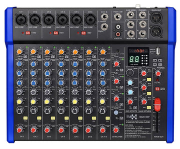 E-lektron B628 DSP effects Studio Audio Mixer 12-Channel with Bluetooth USB Play Audio interface