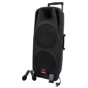 E-Lektron EL225 UHF Dual Bass Portable Bluetooth PA Sound System DJ Mobile Karaoke Sound System Recoding Battery MP3 USB SD incl. 2 UHF Wireless Microphone