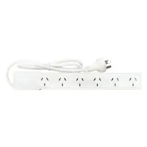 DL White 6 outlet Power board overload protection 10A 240V SAA X 1