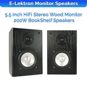 E-Lektron BK55 2-Way 160W Home HiFi Stereo Bookshelf Wooden Speakers Pair Wall Mountable