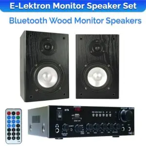 E-Lektron EL103401 EL-FB HiFi Bluetooth Amplifier with 2-Way Home Stereo Bookshelf Wooden Monitor Speakers Pair