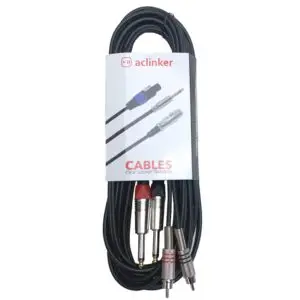 Dual 1/4 inch 6.35mm Mono Jack to Dual RCA Stereo Audio Interconnect Cable Patch Cable Cords 6 Meter