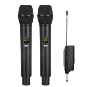 E-Lektron U2 Dynamic UHF 20 Channels Tunable Universal 2 Handheld Wireless Microphone System With Rechargeable Mini Plug Receiver
