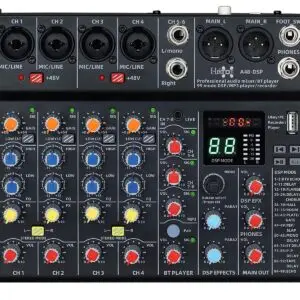 E-lektron A48 DSP FX Studio Audio Mixer 8-Channel with Bluetooth USB Play Audio interface