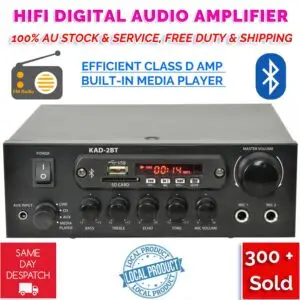 E-Lektron 2BT DJ PA HiFi Digital Stereo Amplifier Bluetooth USB SD FM Class D 200W 2 x Mic Karaoke Function