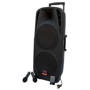 E-Lektron EL225 UHF Dual Bass Portable Bluetooth PA Sound System DJ Mobile Karaoke Sound System Recoding Battery MP3 USB SD incl. 2 UHF Wireless Microphone