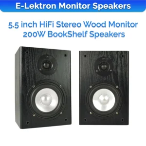 E-Lektron BK55 2-Way 160W Home HiFi Stereo Bookshelf Wooden Speakers Pair Wall Mountable