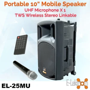 E-Lektron EL25-MU UHF 500W 10" inch Bluetooth Wireless linkable Portable Compact PA Speaker Sound System Recoding incl. 1 Mic for Sports Coach Speech Singing